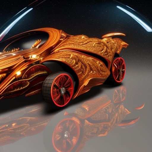 Crystalline Speed Racer Car: Ornate Comic Art