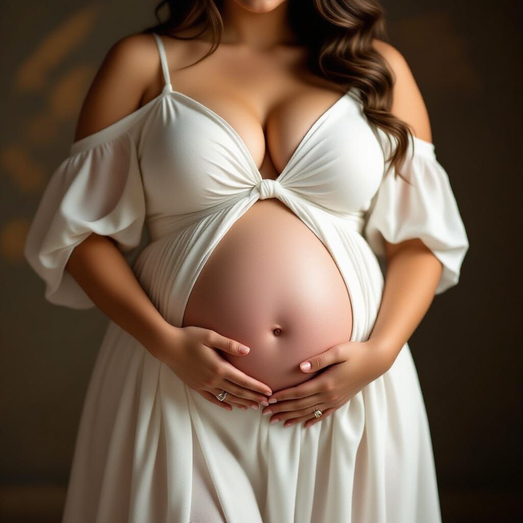 Pregnant Woman in Flowing Dress