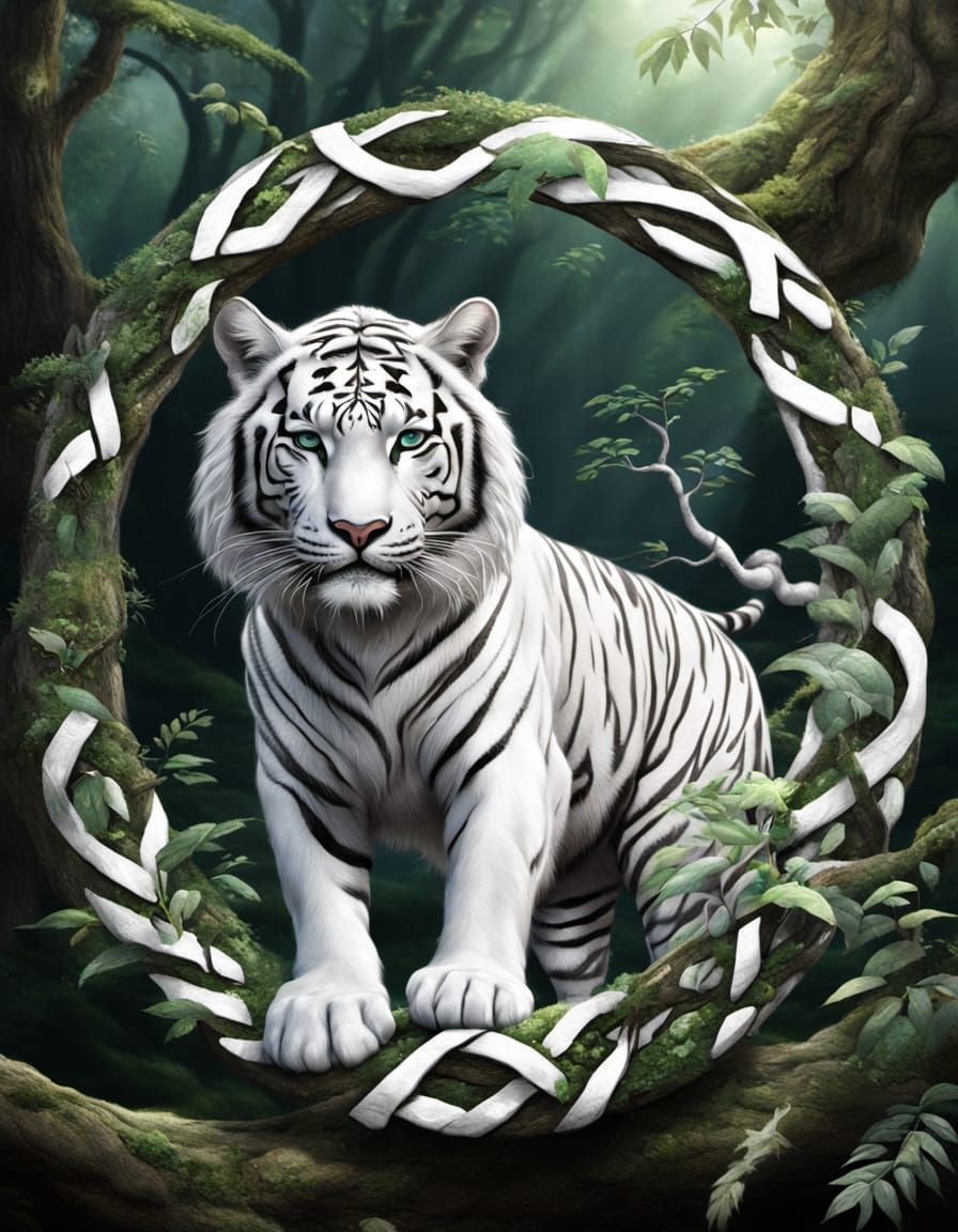 Mother Earth Infinity Symbol with White Tiger