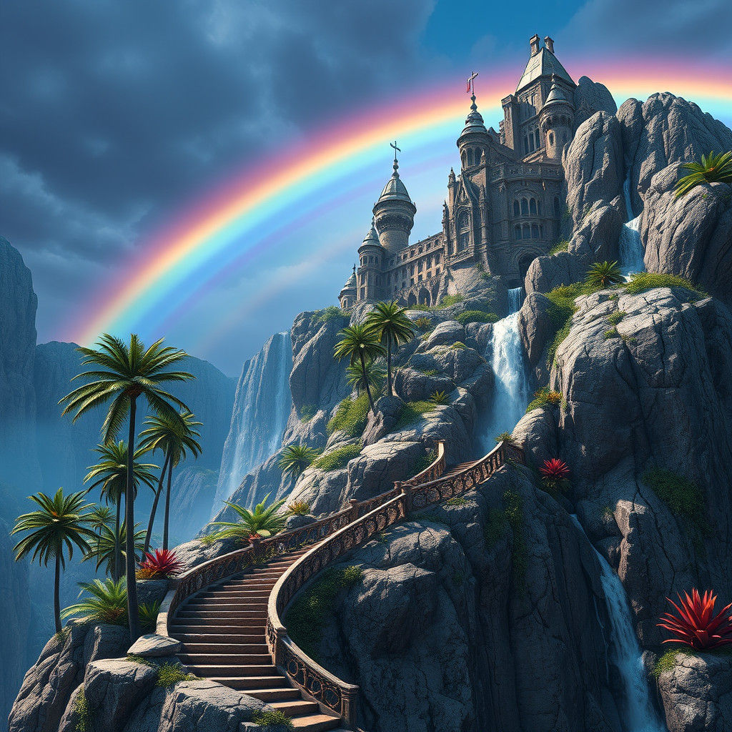 Baroque Gothic Castle on Rocky Mountain Oasis