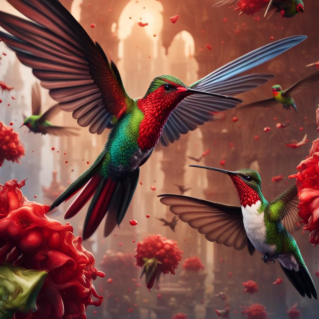 Giant Hummingbird Attack: Hyperrealistic Fantasy Concept Art