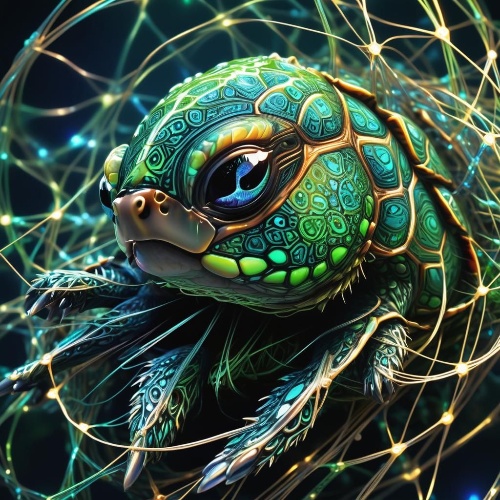 Breathtaking Iridescent Turtle-Porcupine Hybrid in Cosmic La...