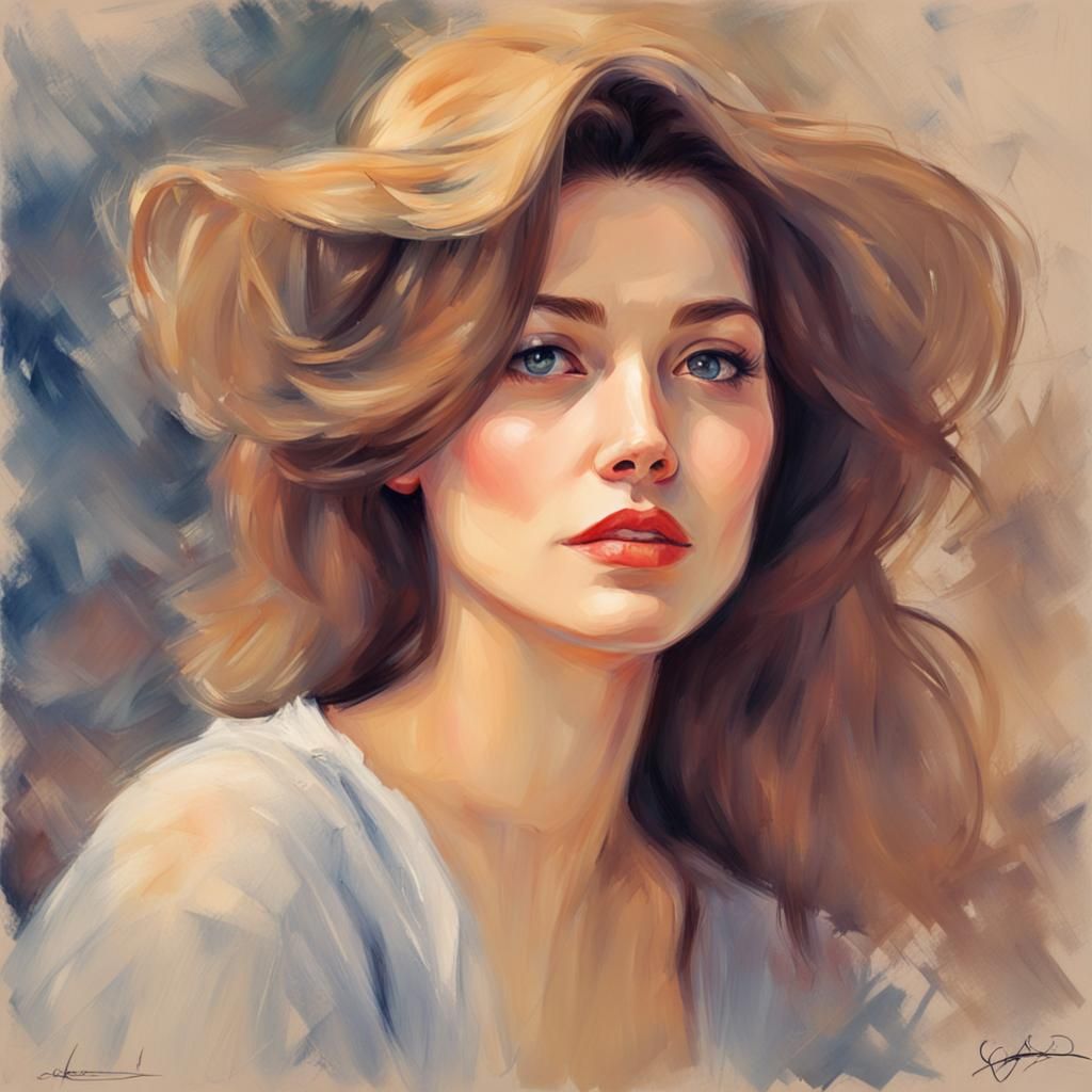 Impressionistic Portrait of a Beautiful Woman