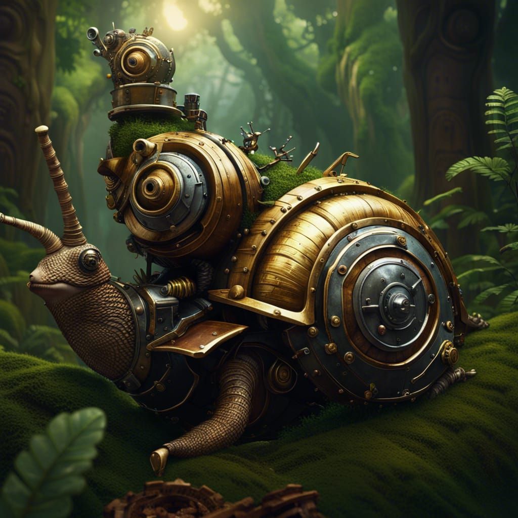 Armored steampunk snail