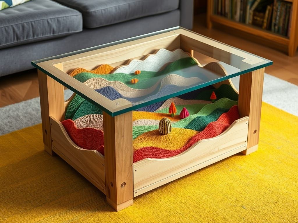 Our Coffee Table - Embroidery on Lasercut Wood