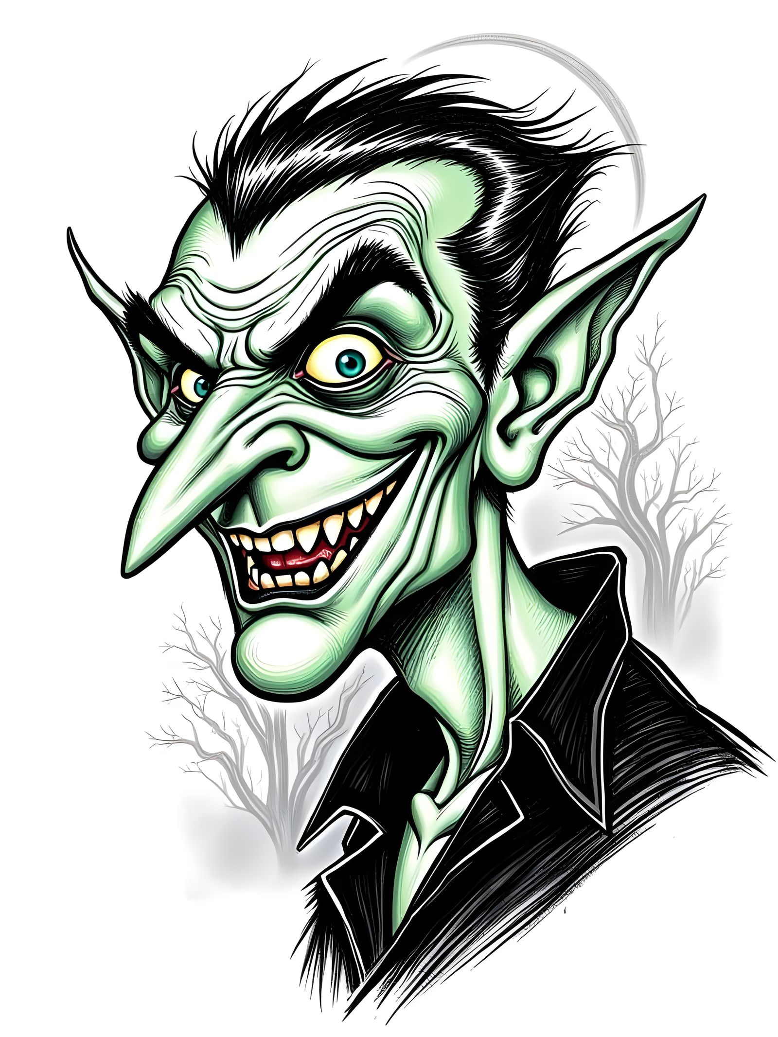 Horrifying Goblin Caricature in Gritty Noir Style