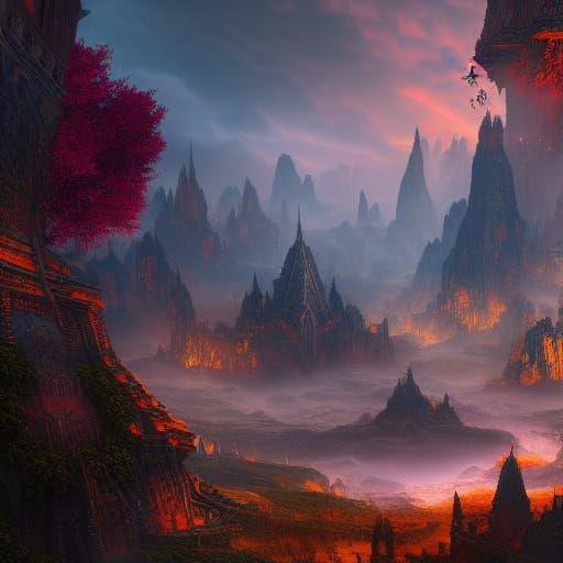 Fantastical Mystiques: Detailed Matte Painting in 8K