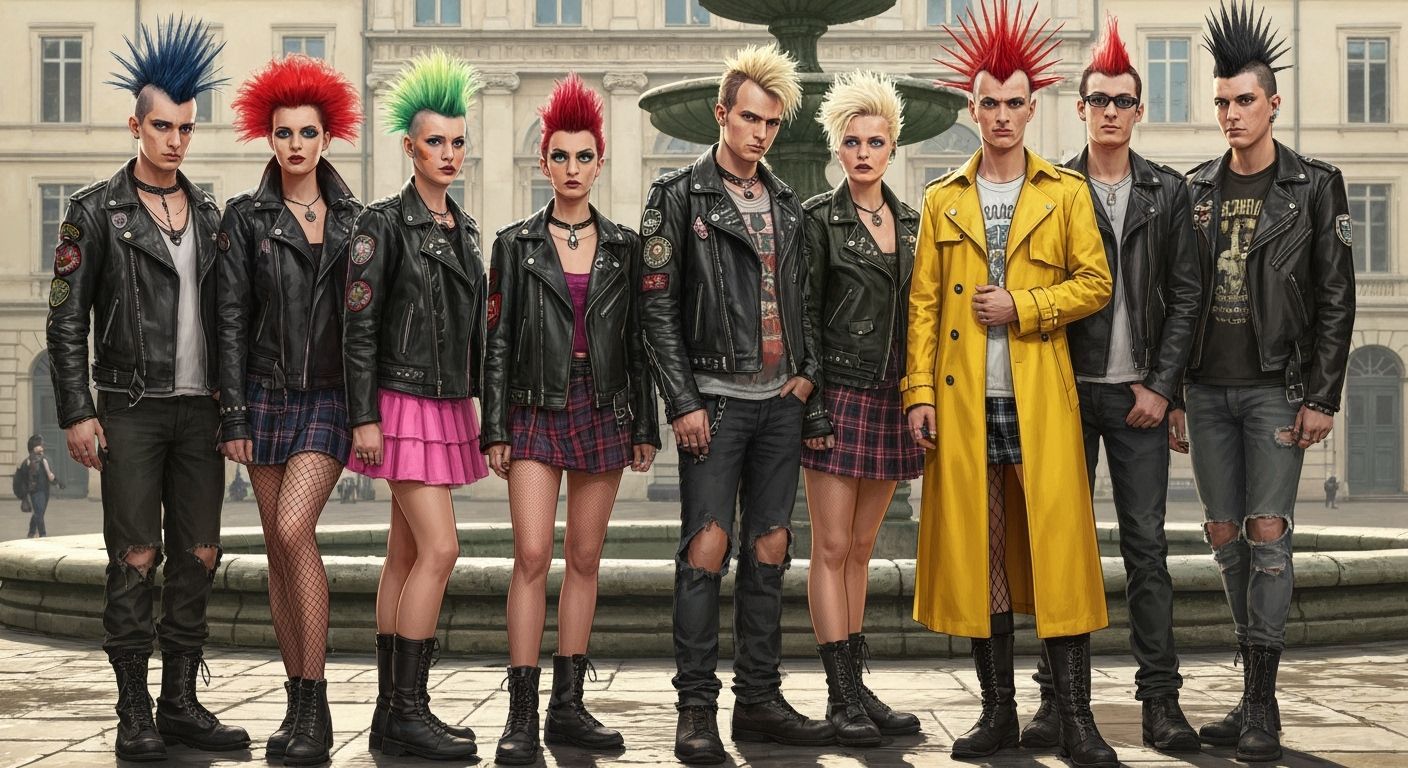 Punk Rock Youth Posing Before European Building