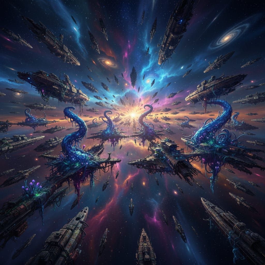 Cosmic Ship Graveyard Nebula in Grand Space Opera Style