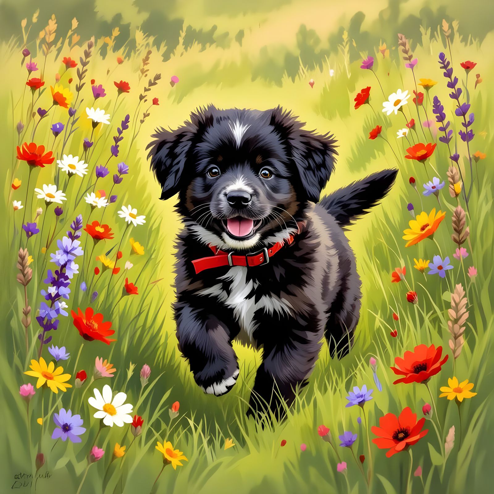 Playful Newfoundland Puppy Portrait