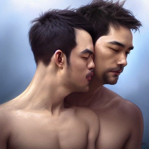 Realistic Portrait of a Handsome Couple in Bed