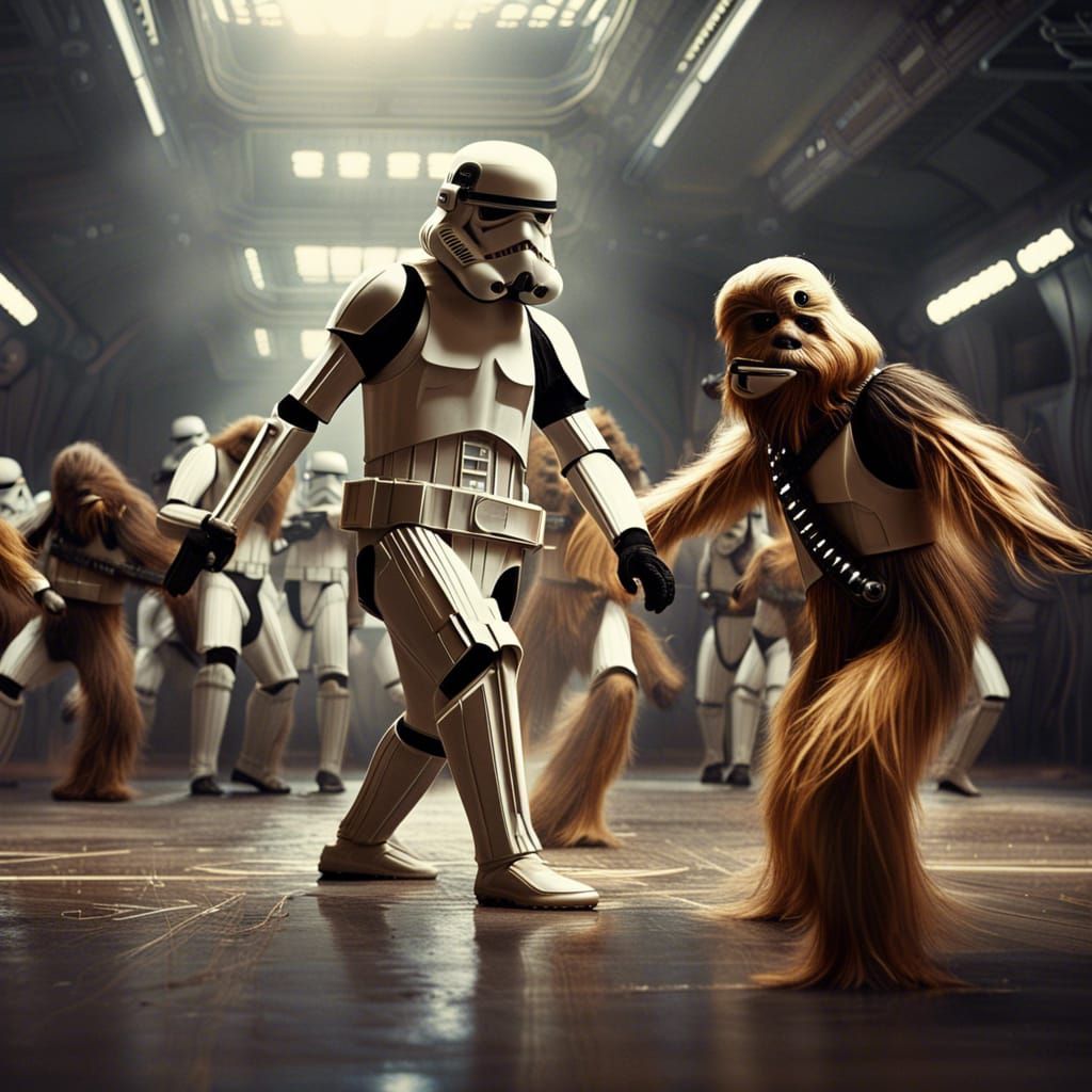 Stormtroopers and Wookies Dancing: Epic Digital Painting