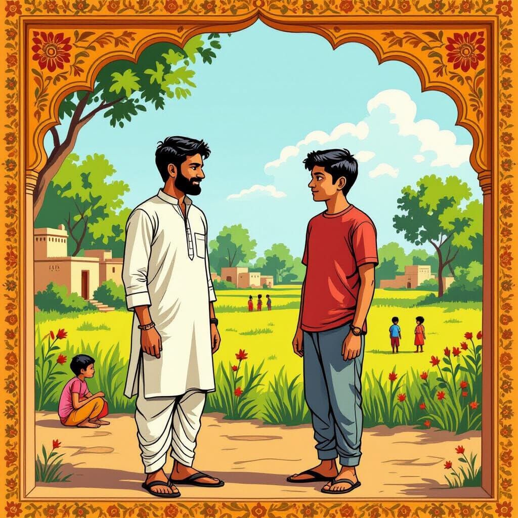 Rajasthani Folk Art Depicts Village Friends Integrity and Sh...