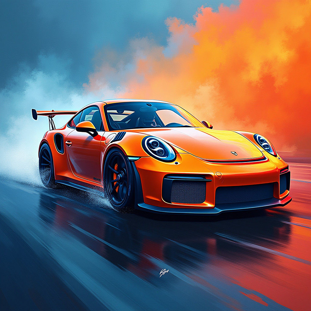Porsche GT3RS: Hyper-Realistic Automotive Fine Art