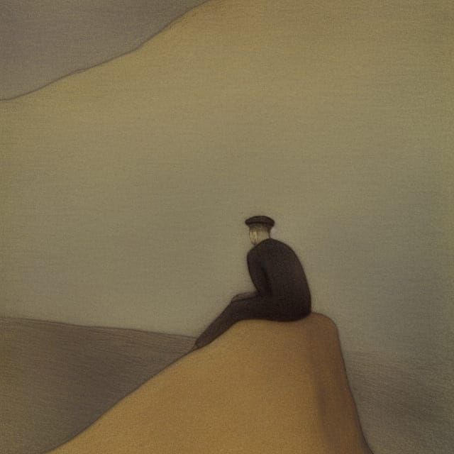 Eerie Landscape with Figure, in Expressionist Style