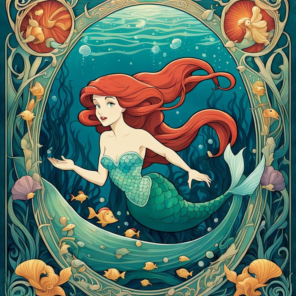 Art Nouveau Poster of The Little Mermaid