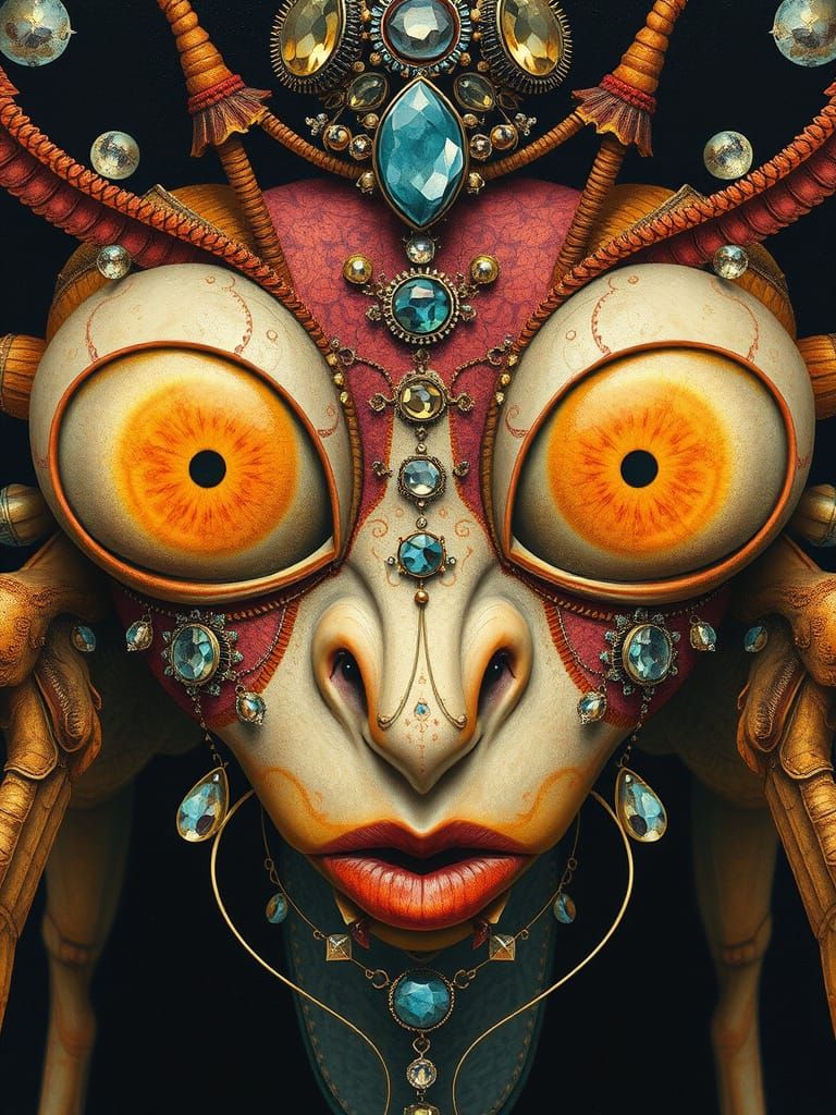 Jewel Mantis in Fantasycore Klimt Surrealism