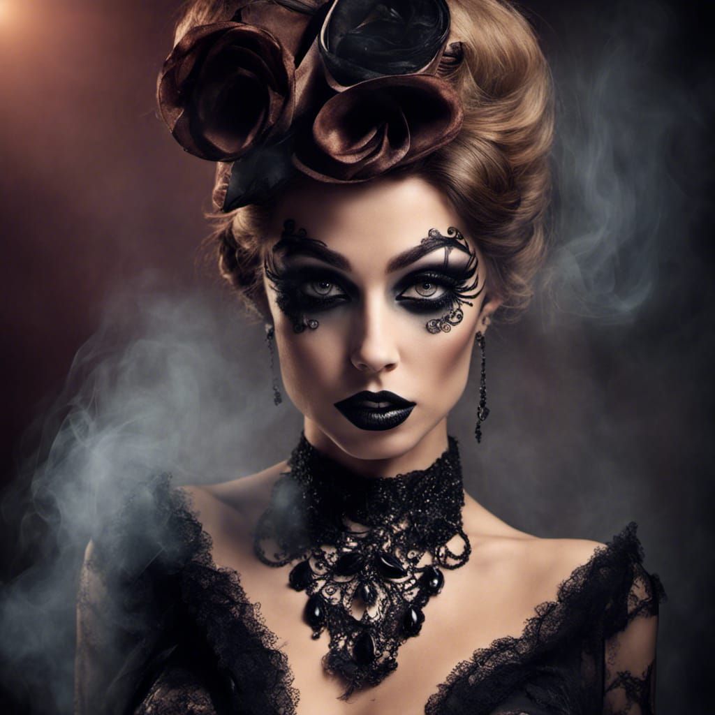 Smokey Eyes Burlesque Portrait: Sensual Aesthetic