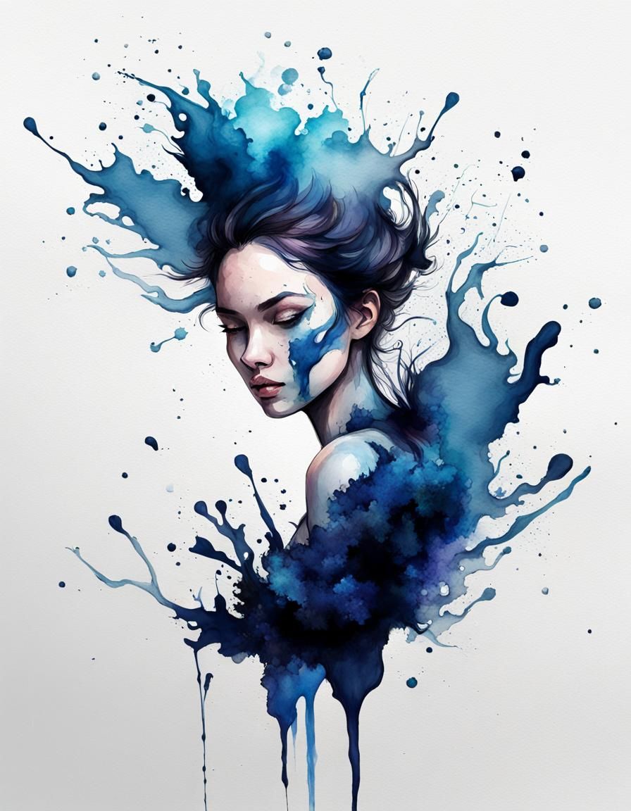 Ethereal Ink Fairy in Abstract Splash Art