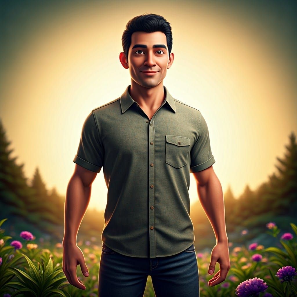 Gentle Gentleman in Enchanting Outdoor Oasis