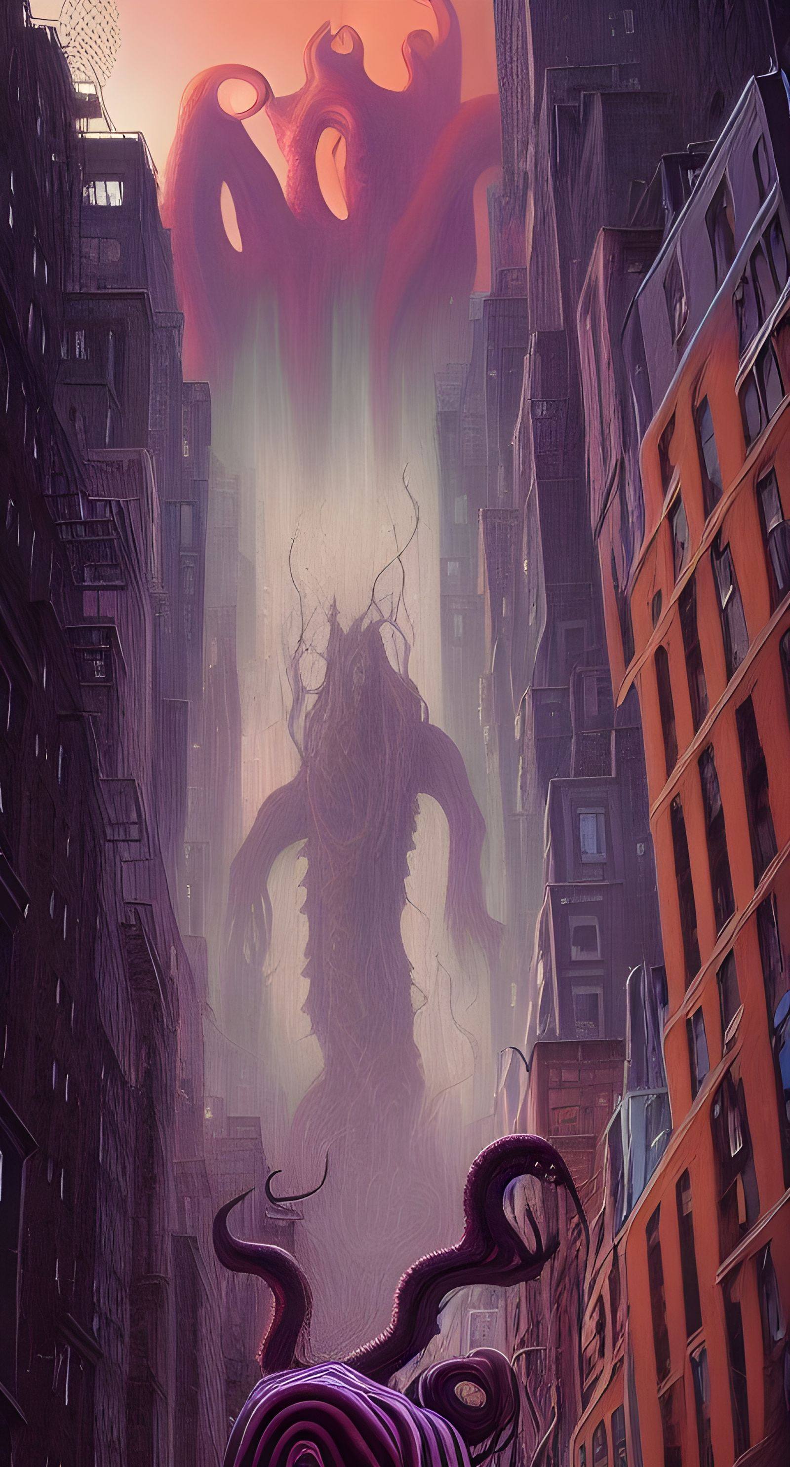 Eldritch Monster in New York: Romanticism Style