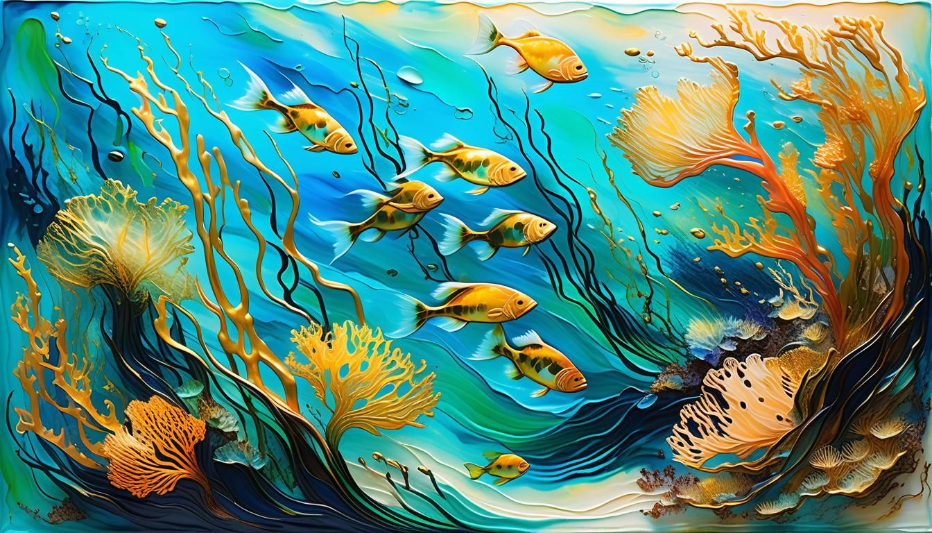 Enchanted Coral Reef: Impressionist Encaustic Painting