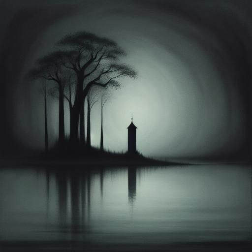 Surreal Macabre Scenery in Minimalist Watercolor