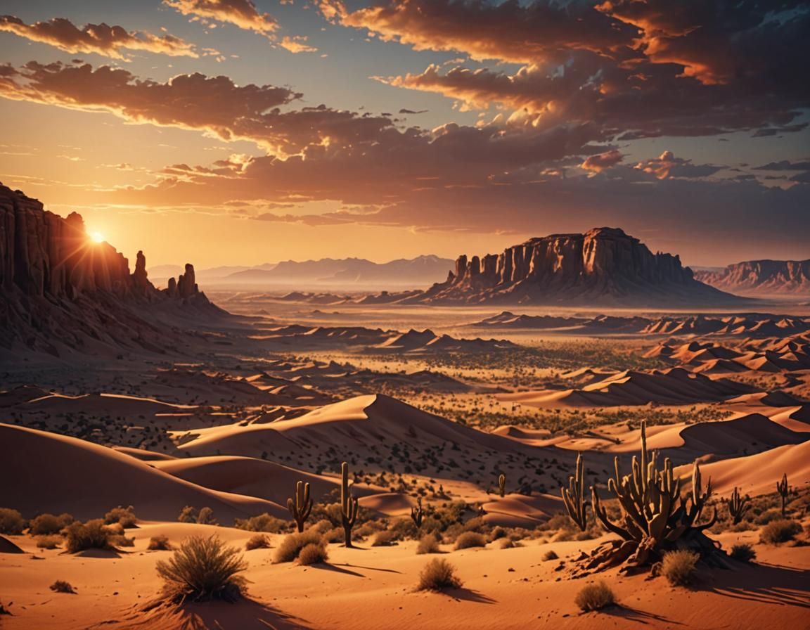 Epic Desert Sunset: A Digital Matte Painting