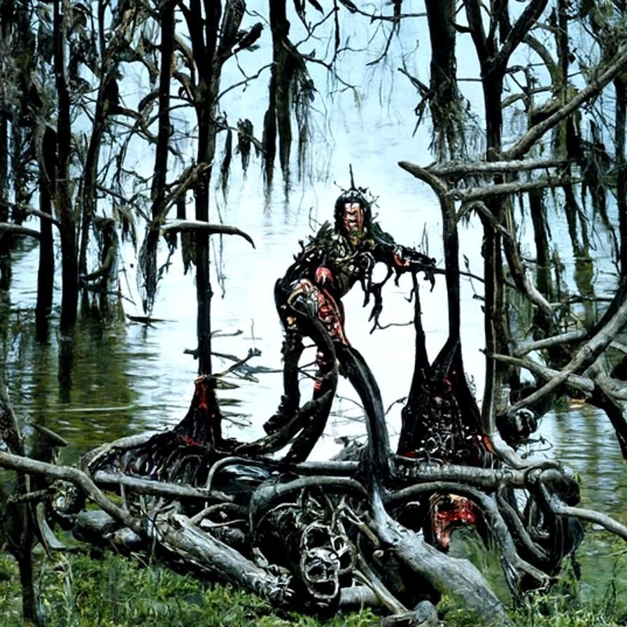 Menacing Swamp Creature in Dark Style
