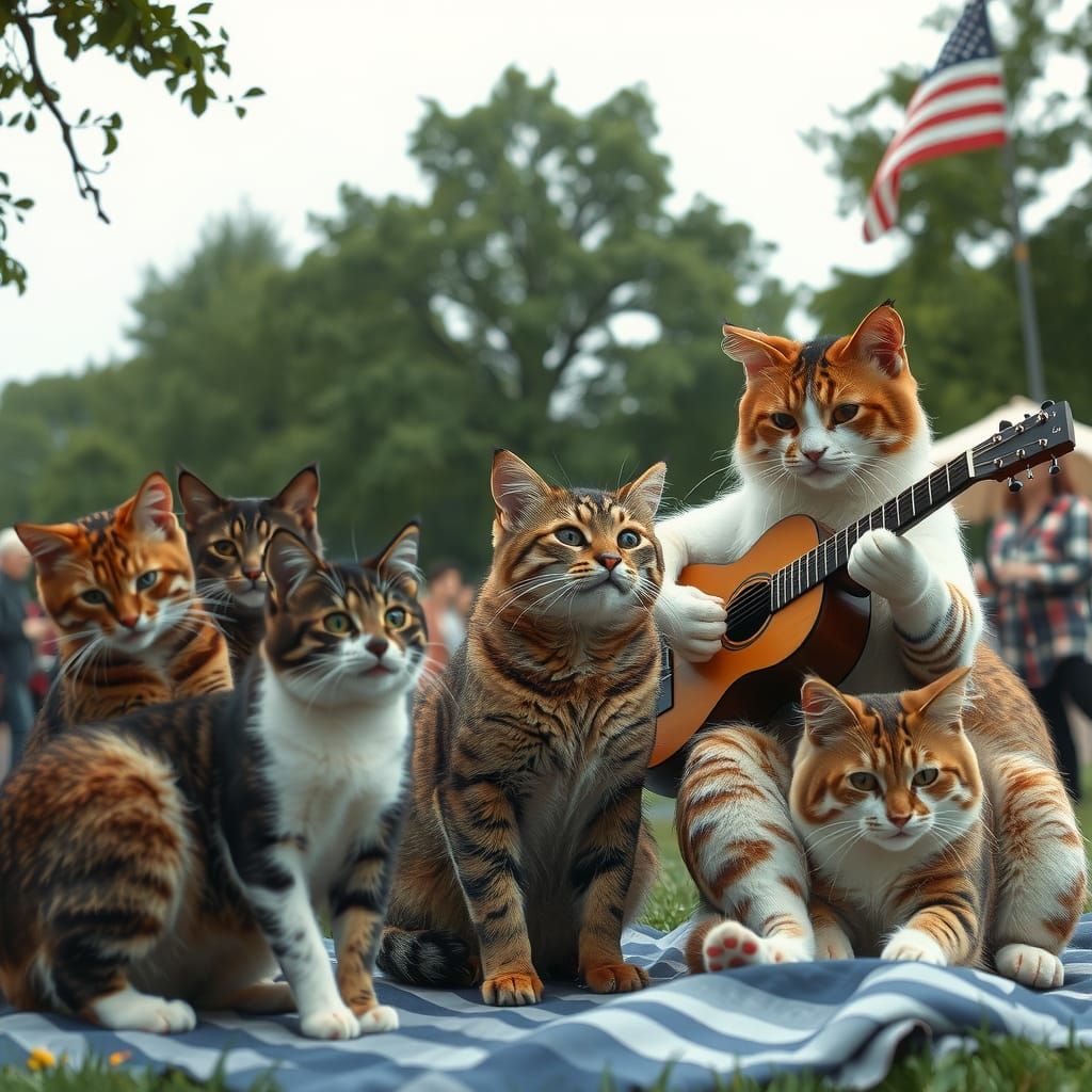 Cats Celebrate Independence Day in the Park