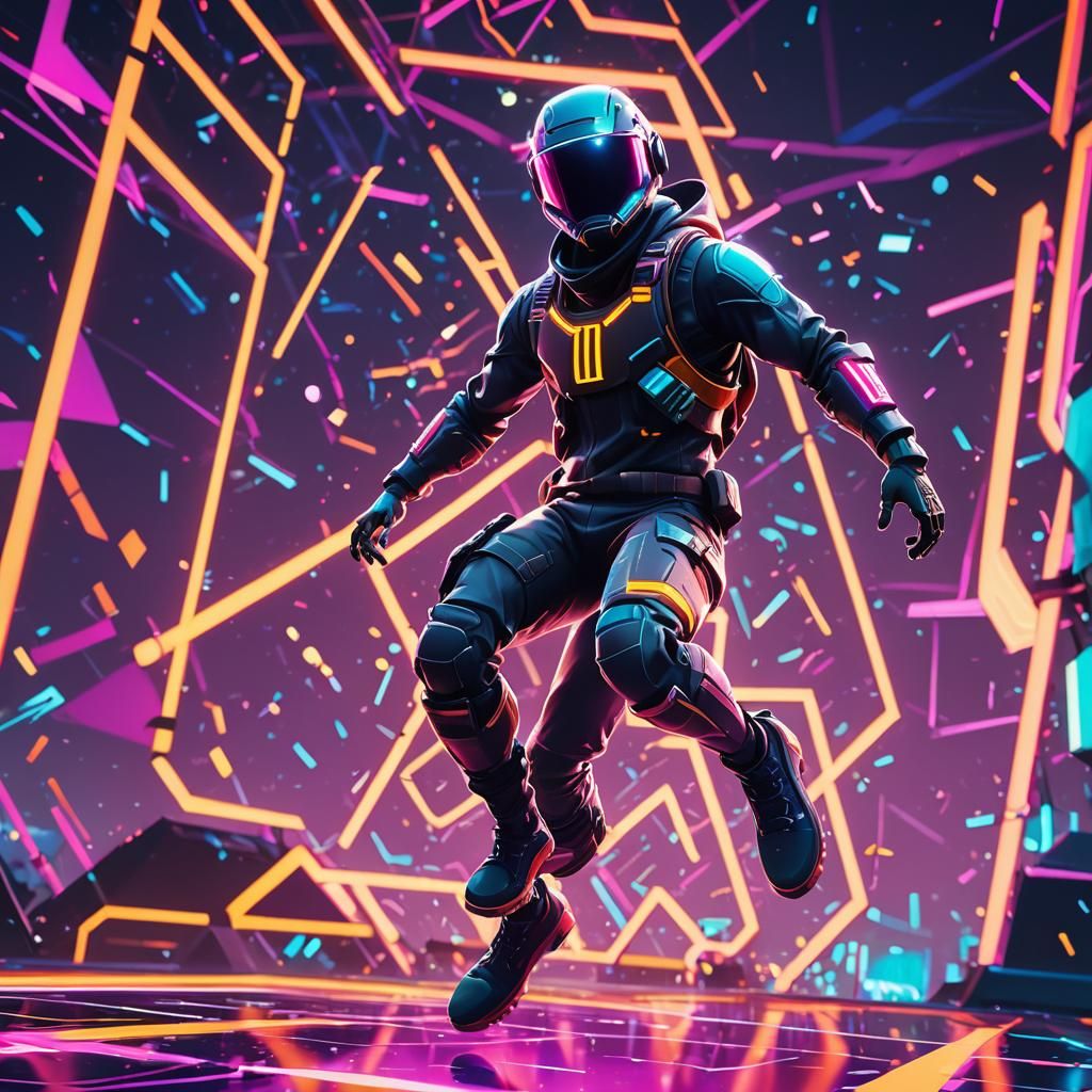Fortnite Character in a Futuristic Pop Art Arena