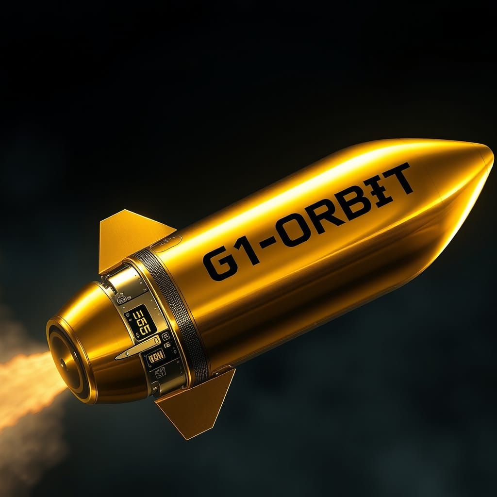 Hyperrealistic Rocket in Golden Hues