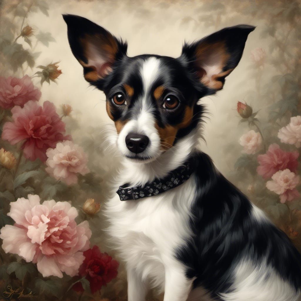 Black and White Papillon-Jack Russell Terrier Mix