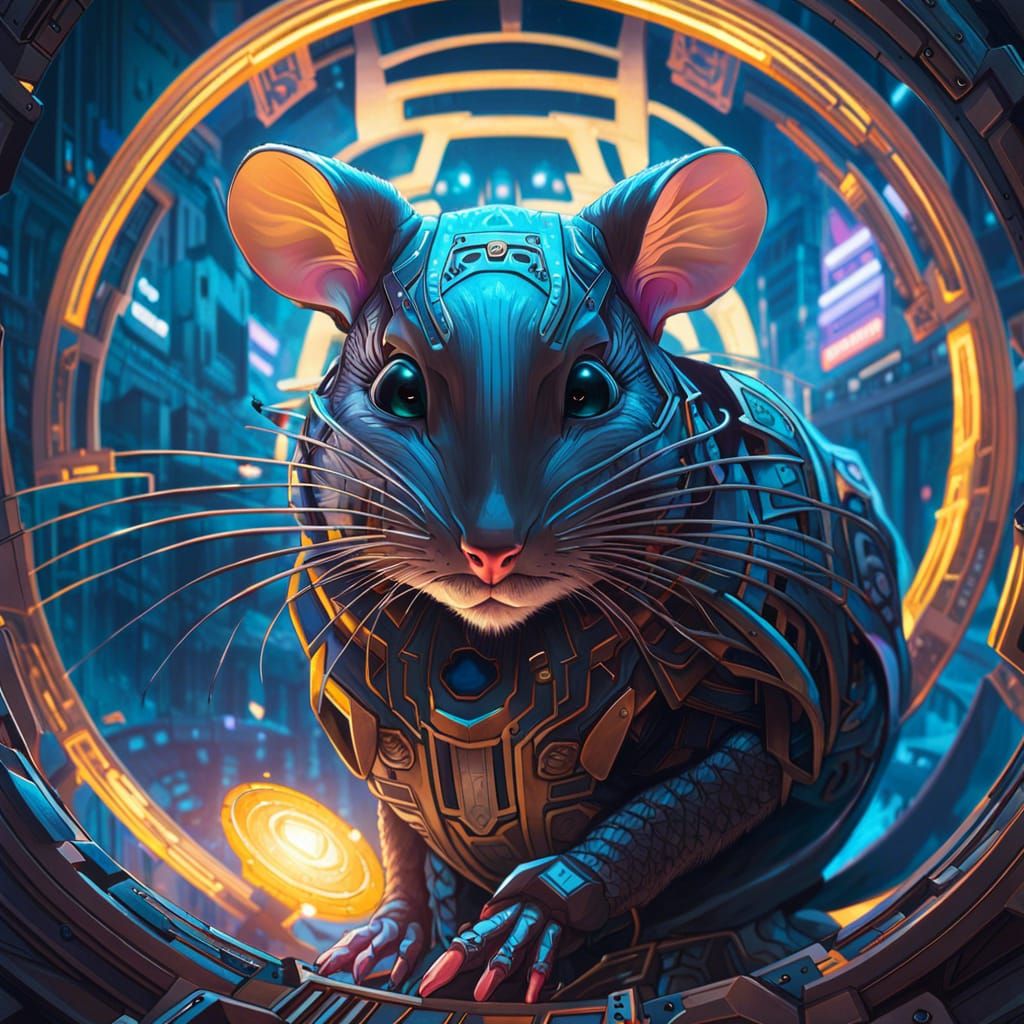 Cyberpunk Robot Rats Navigate Infinite Maze