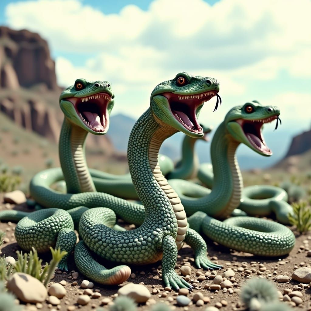 Surreal Snake Rock Band in Rick and Morty Style