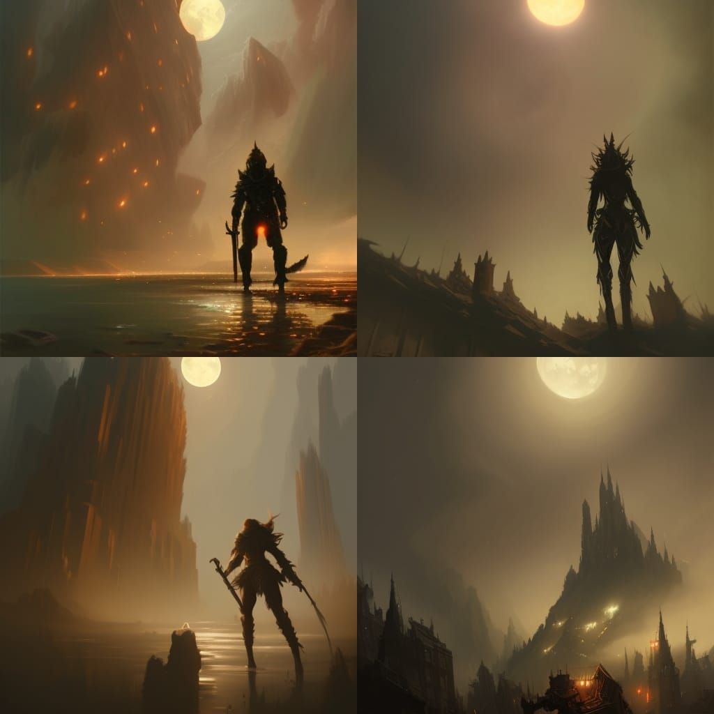 Dark Fantasy Moonlit Storm in Volumetric Lighting