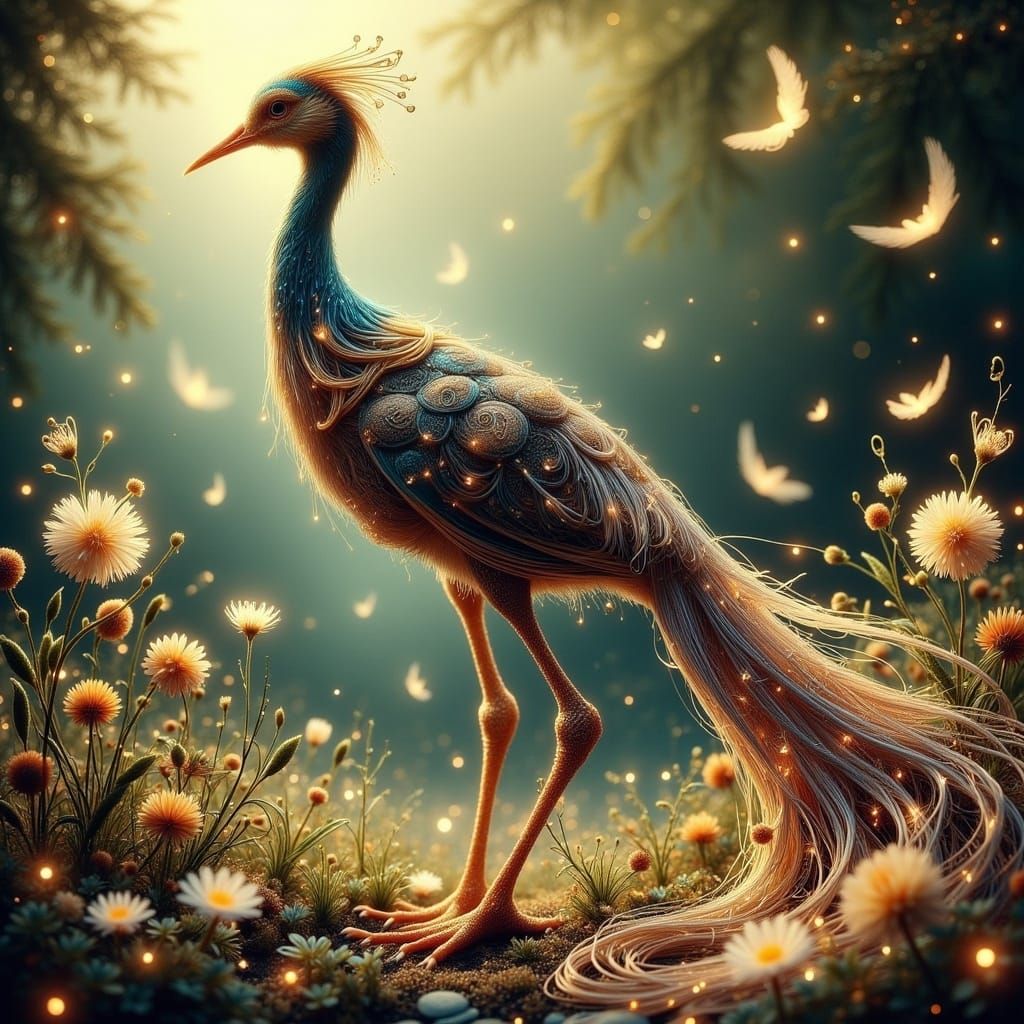 a beautiful bird with long tail feathers