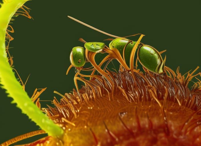 Venus Flytrap Captures Wasp in Golden Hour