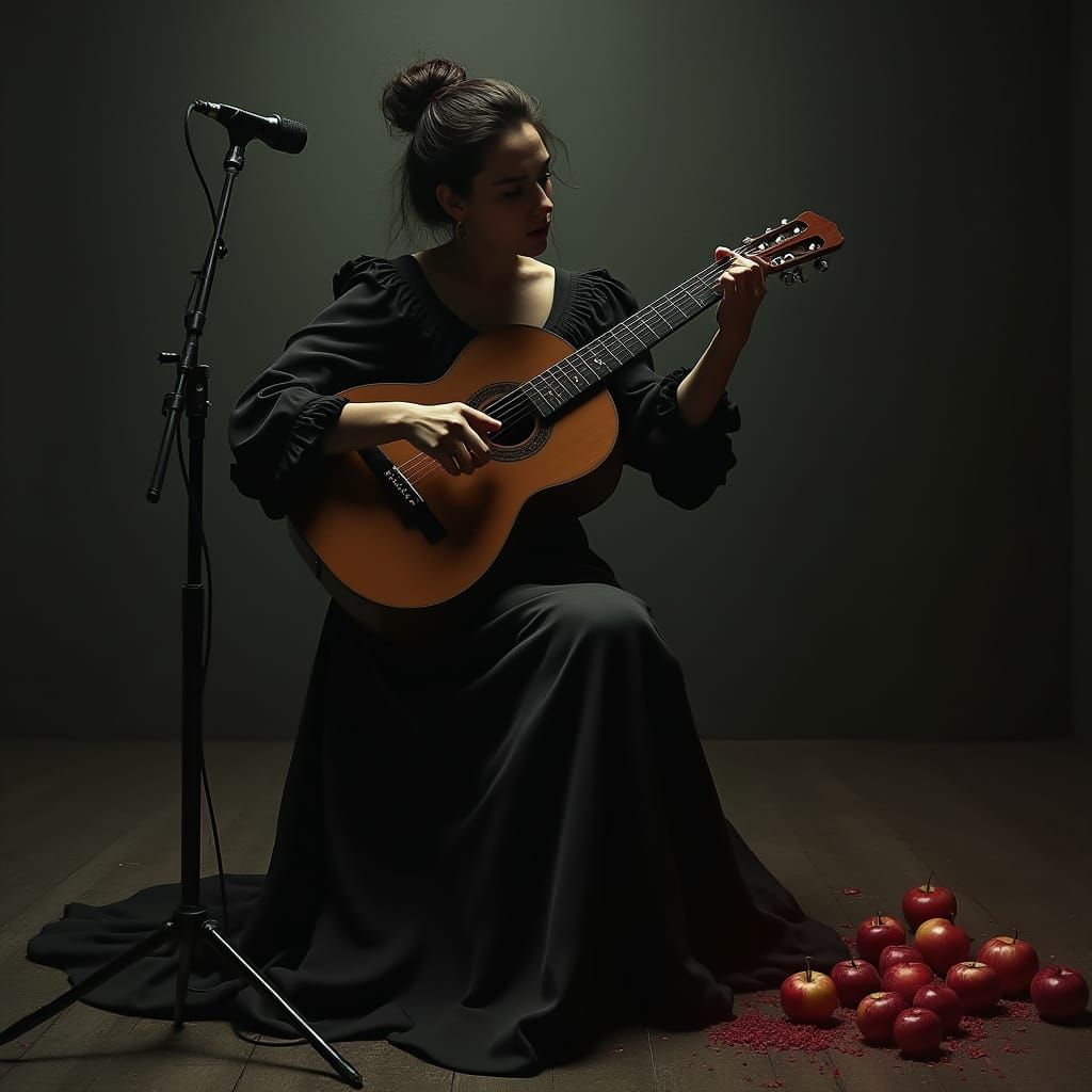 Passionate Flamenco Musician in Moody, Cinematic Scene