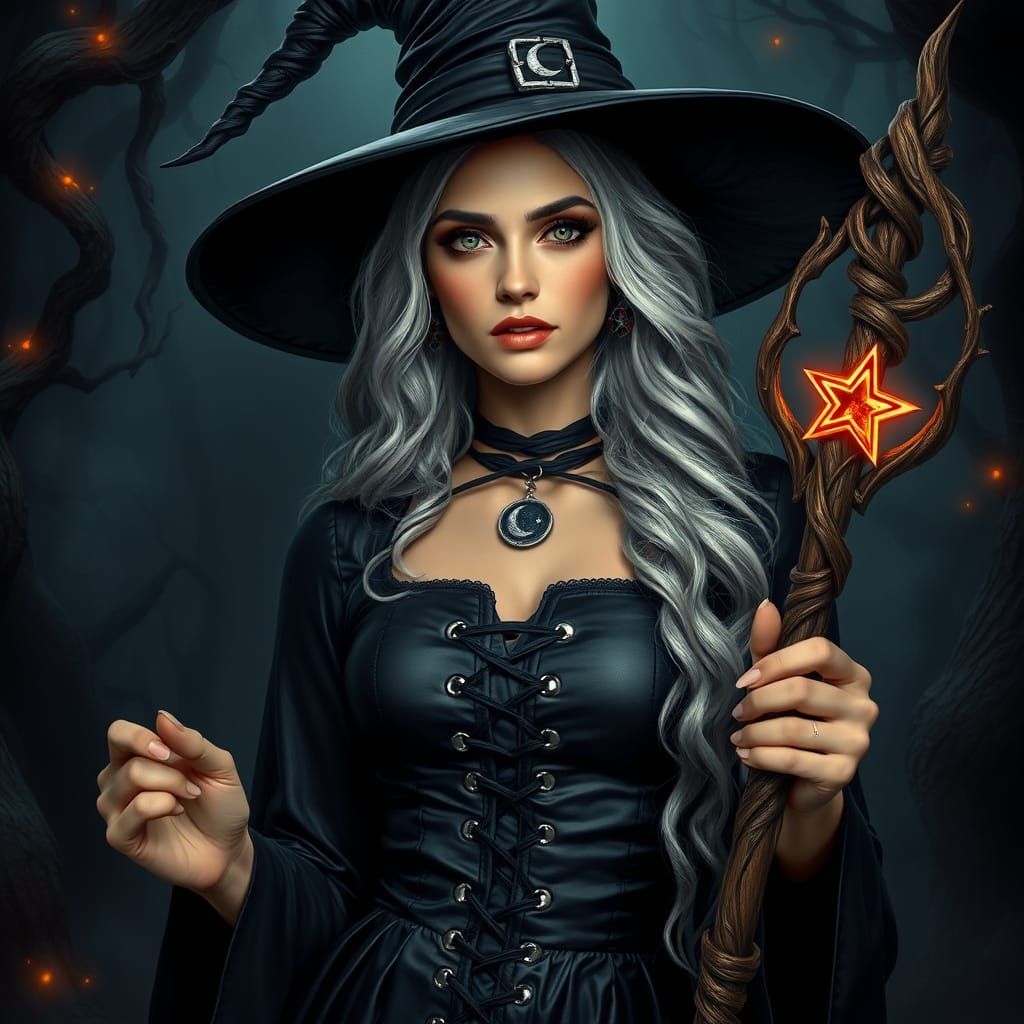 Enchanting Witch in Dark Fantasy Style