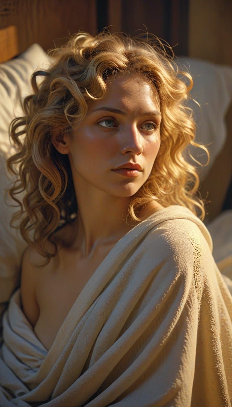 Intimate Portrait of a Woman Wrapped in a Blanket