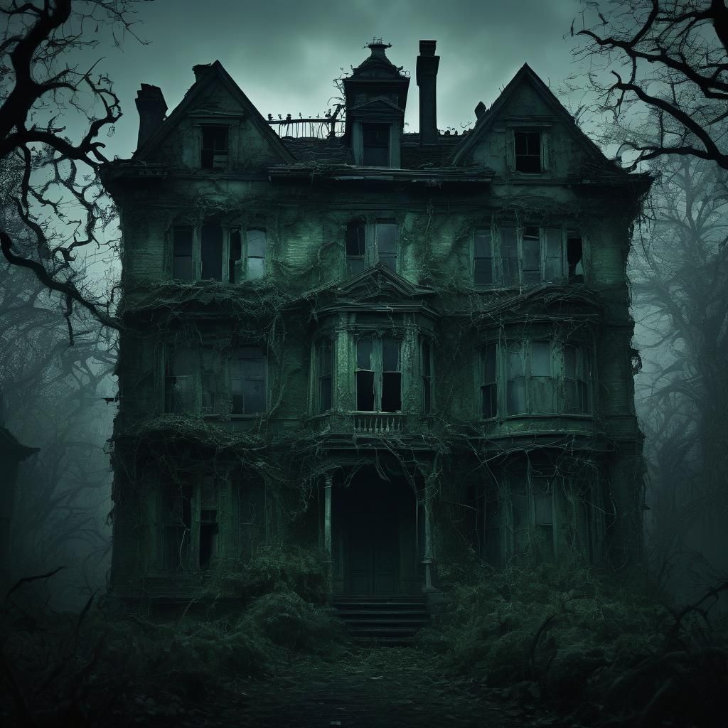 Eerie Decaying Mansion in Gothic Horror Style