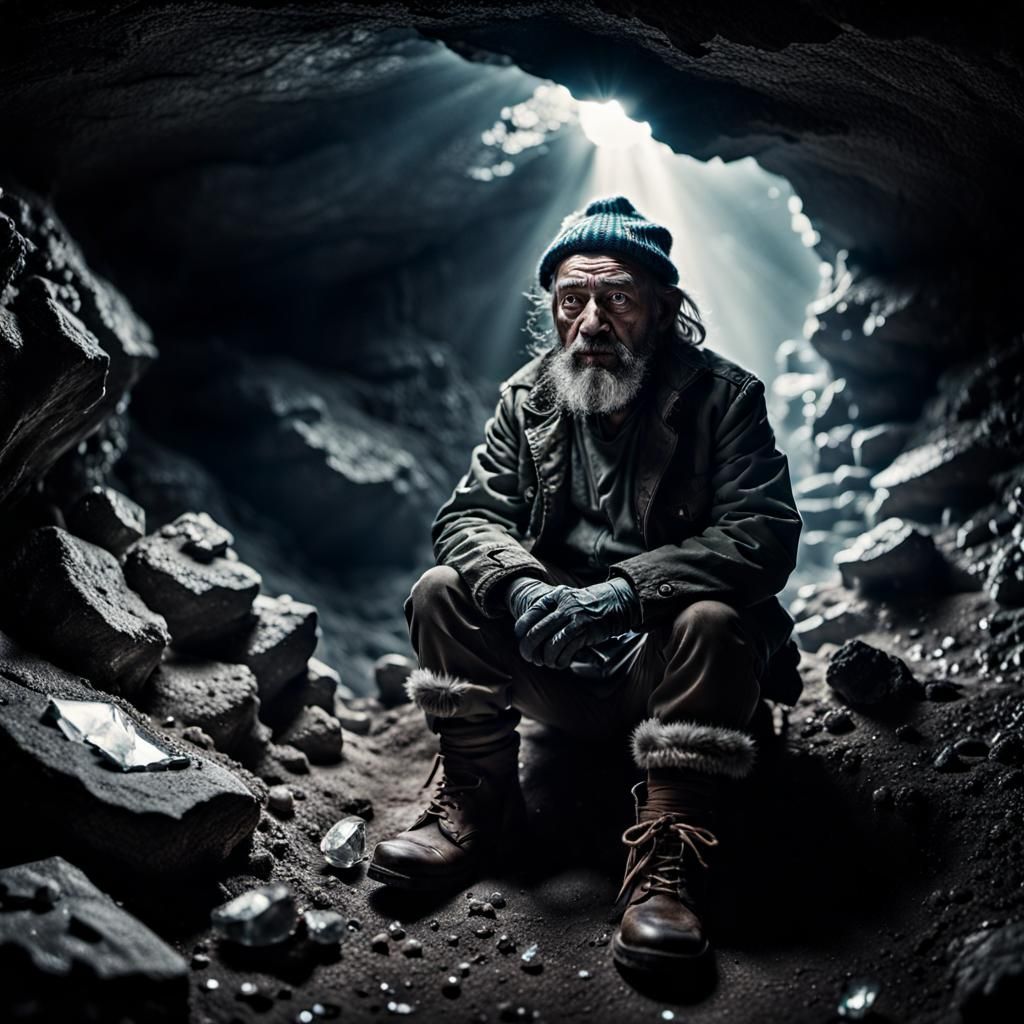 Dwarf Miner in Crystalline Cave: Cinematic Portrait