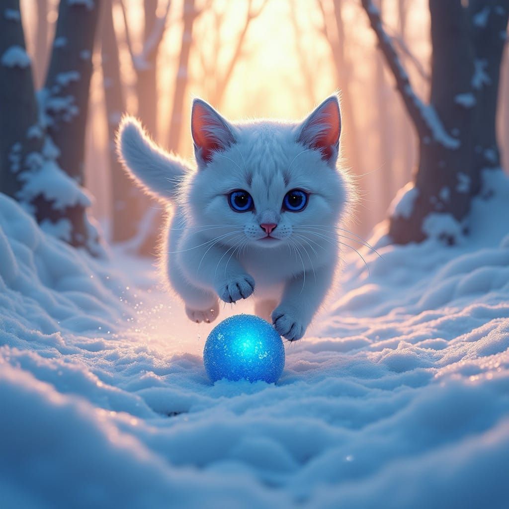 Whimsical Feline in Snowy Wonderland