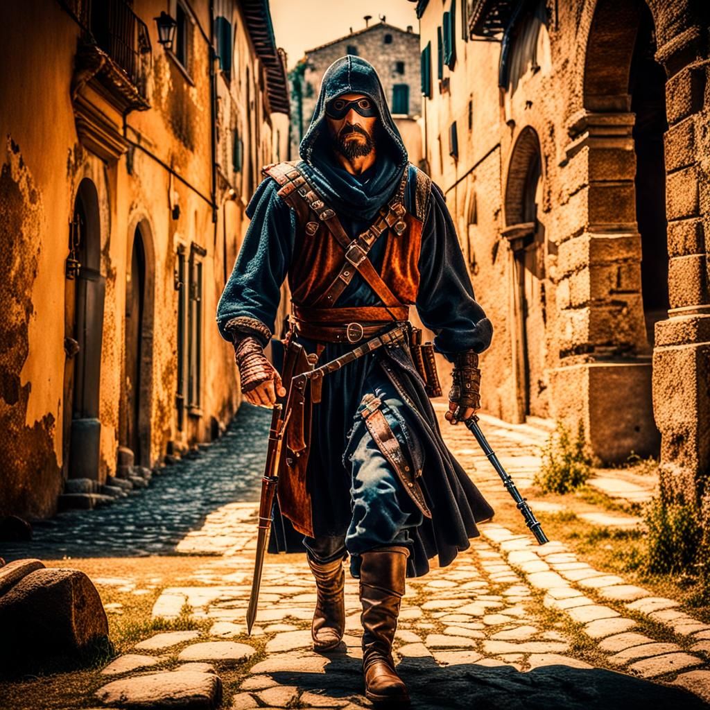 Renaissance Assassin: A Cinematic Film Still