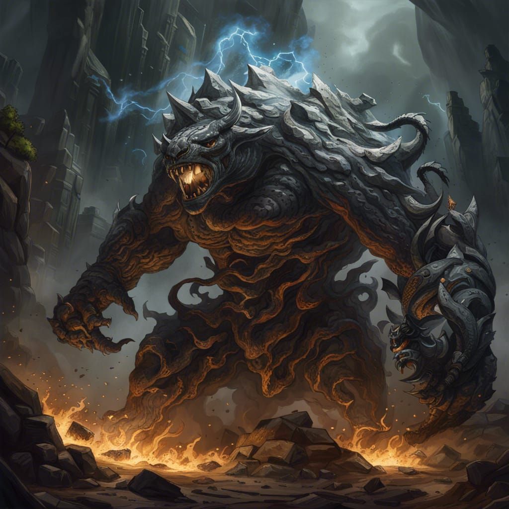 Bone Gray Golem Summoning Vines in Desert Landscape