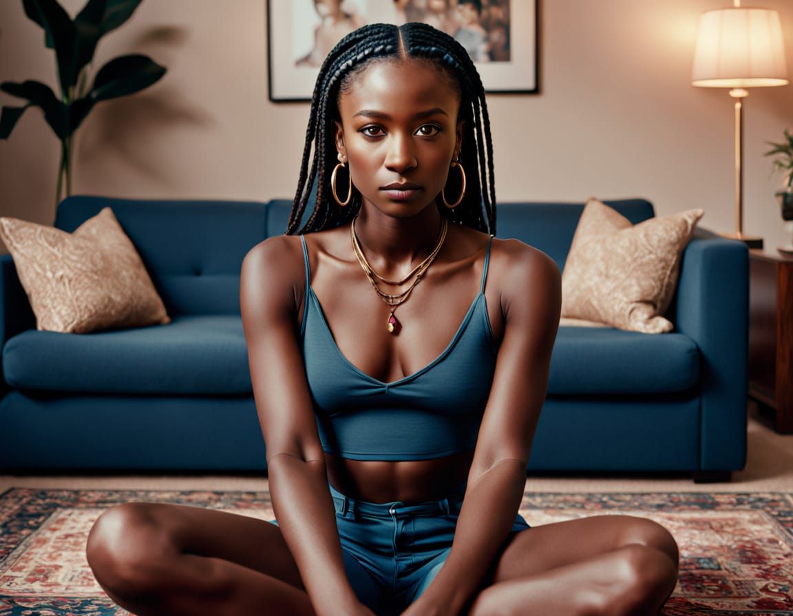 Cinematic Portrait of Woman in Living Room