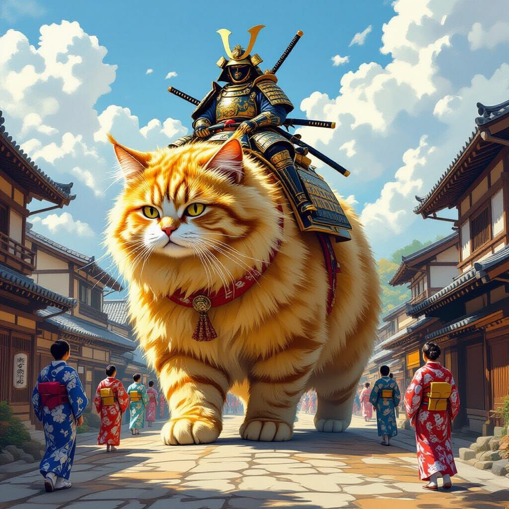 Gargantuan Golden Cat's Japanese Village Journey