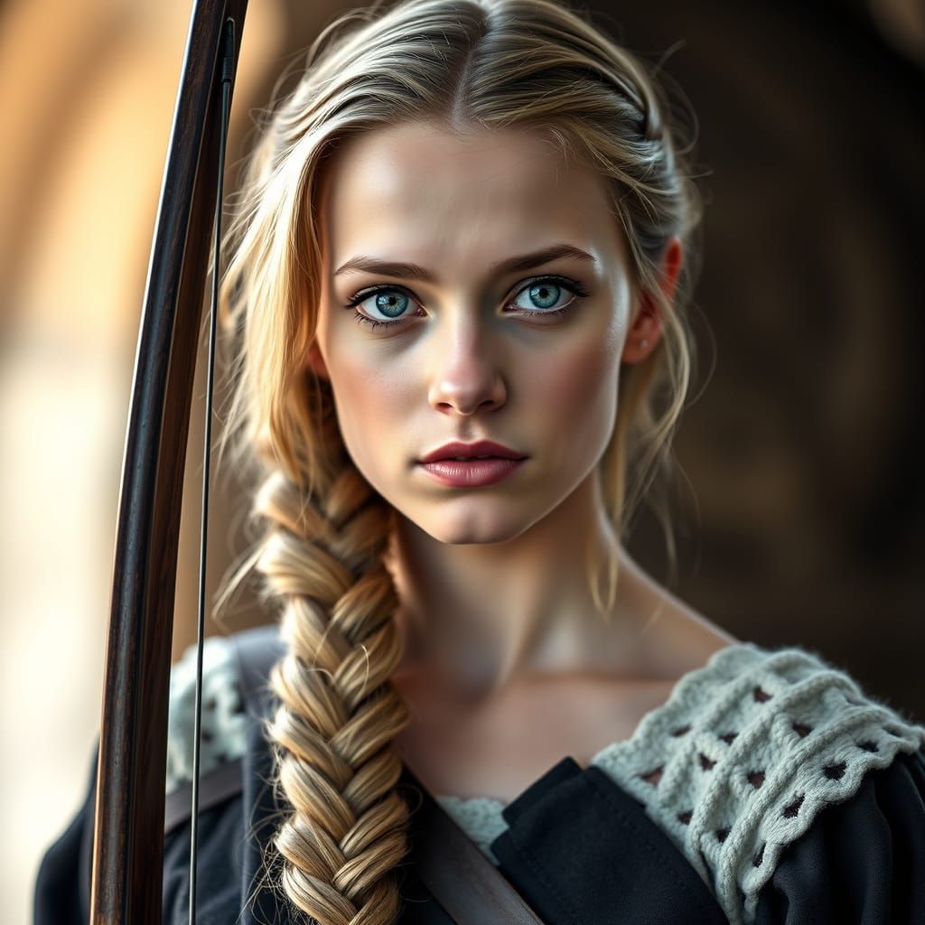 Girl in Arthurian Attire: Portrait with Bow