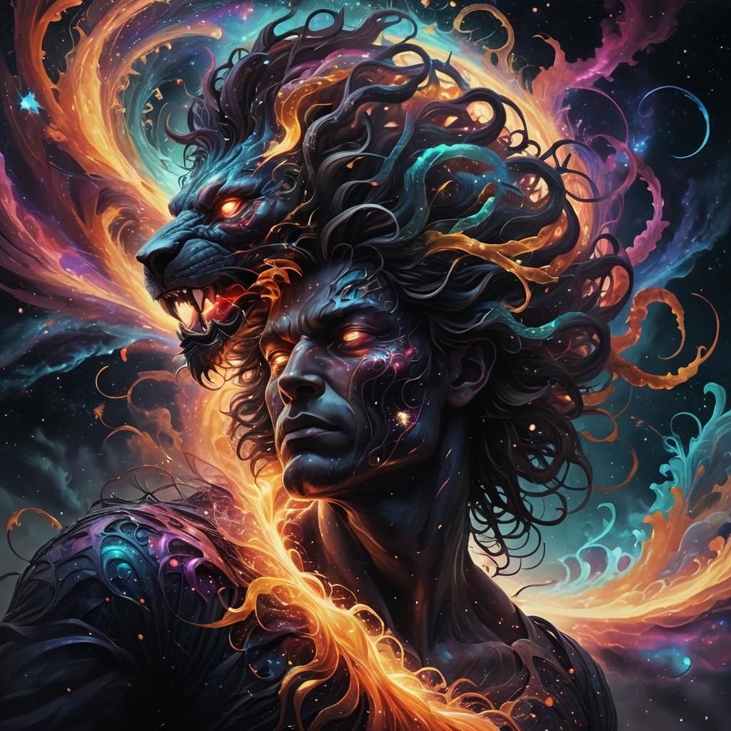 Cosmic Inner Beast Bursting Forth: Astral Surrealism